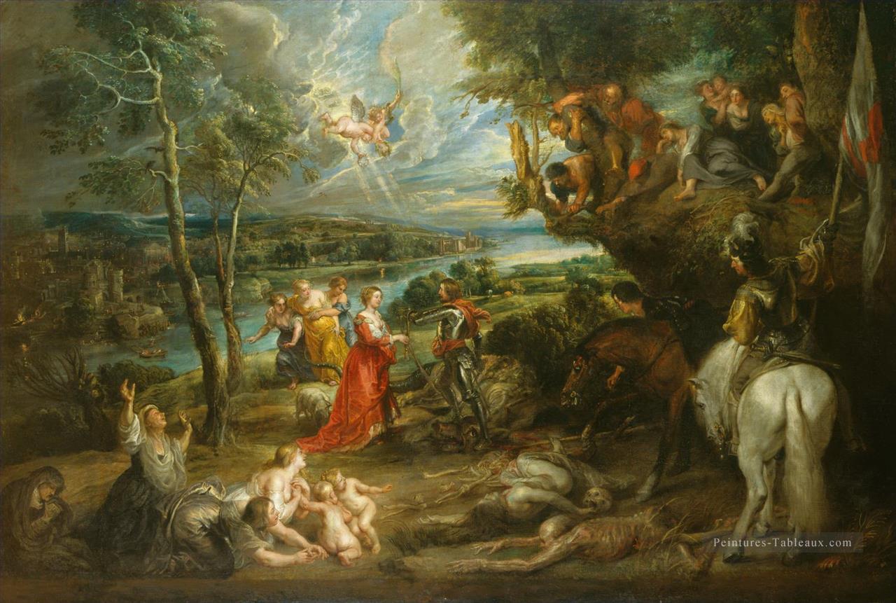 Paysage avec Saint Georges et le Dragon Peter Paul Rubens Peintures à l'huile